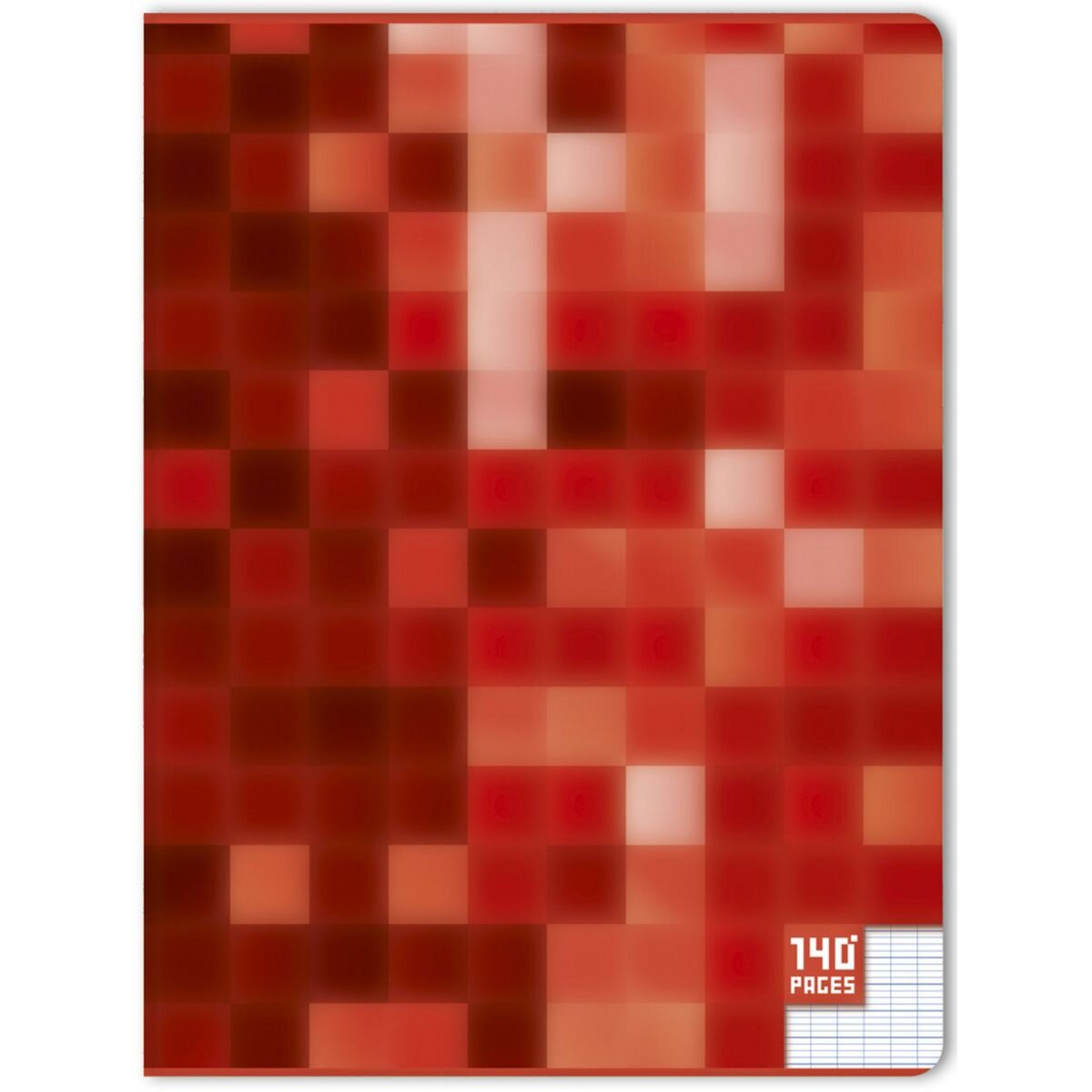 AUCHAN Cahier piqué 24x32cm 140 pages grands carreaux Seyes rouge motif pixellisé