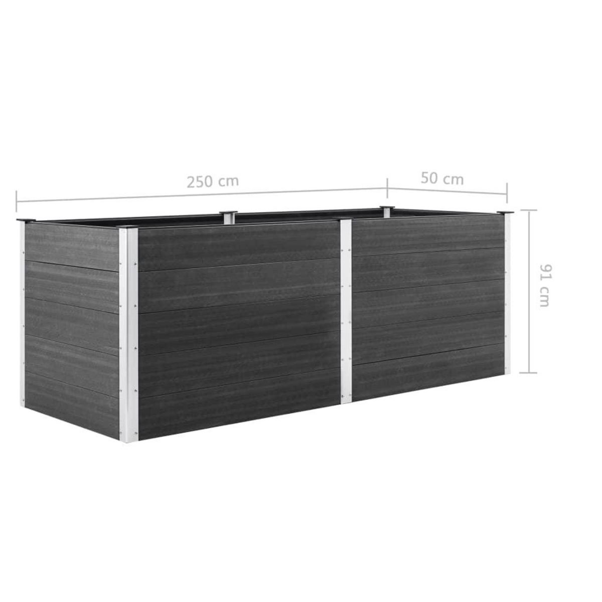 VIDAXL Lit sureleve de jardin 250x50x91 cm WPC Gris
