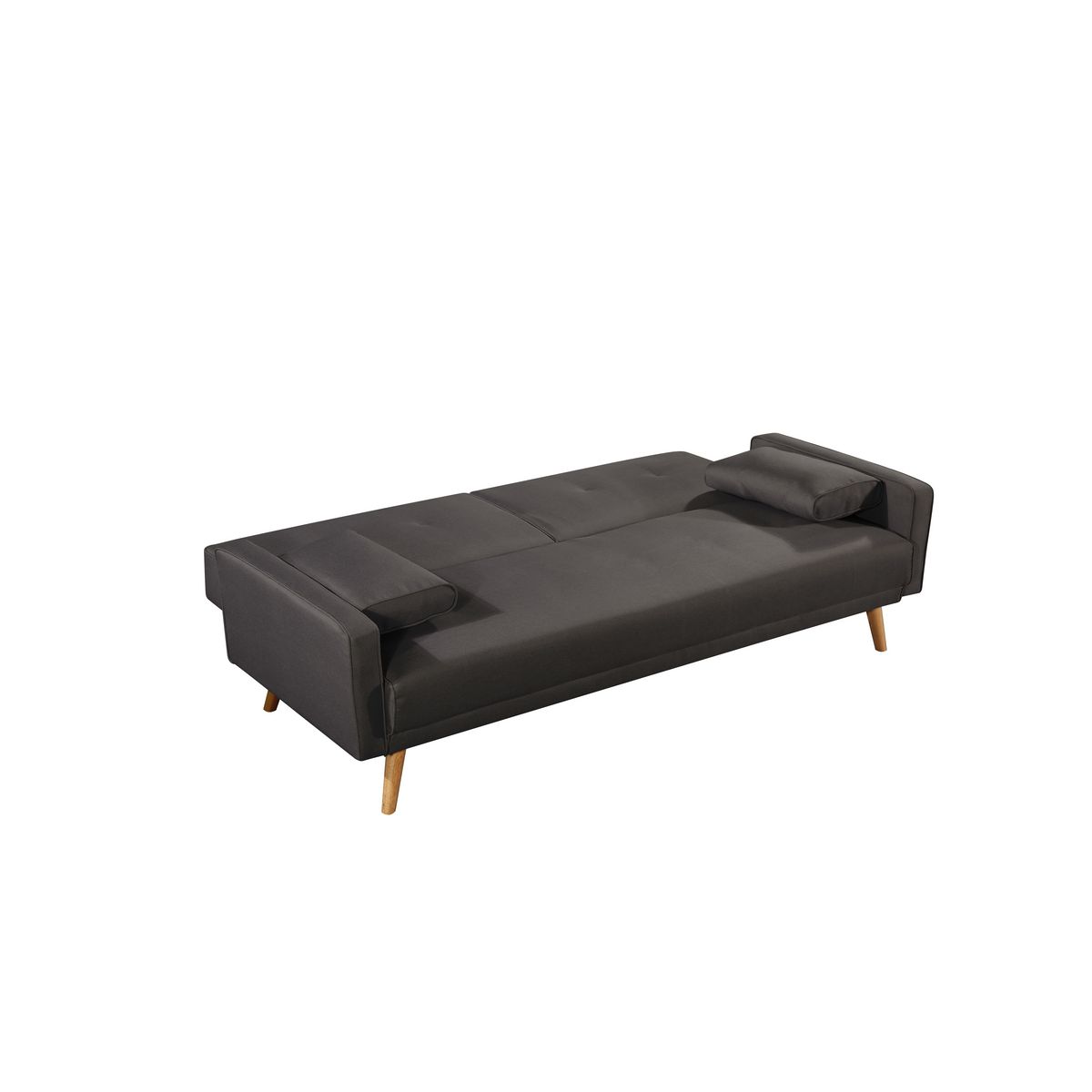 Canapé 3 places scandinave convertible NOVA, assise tissu pieds en bois