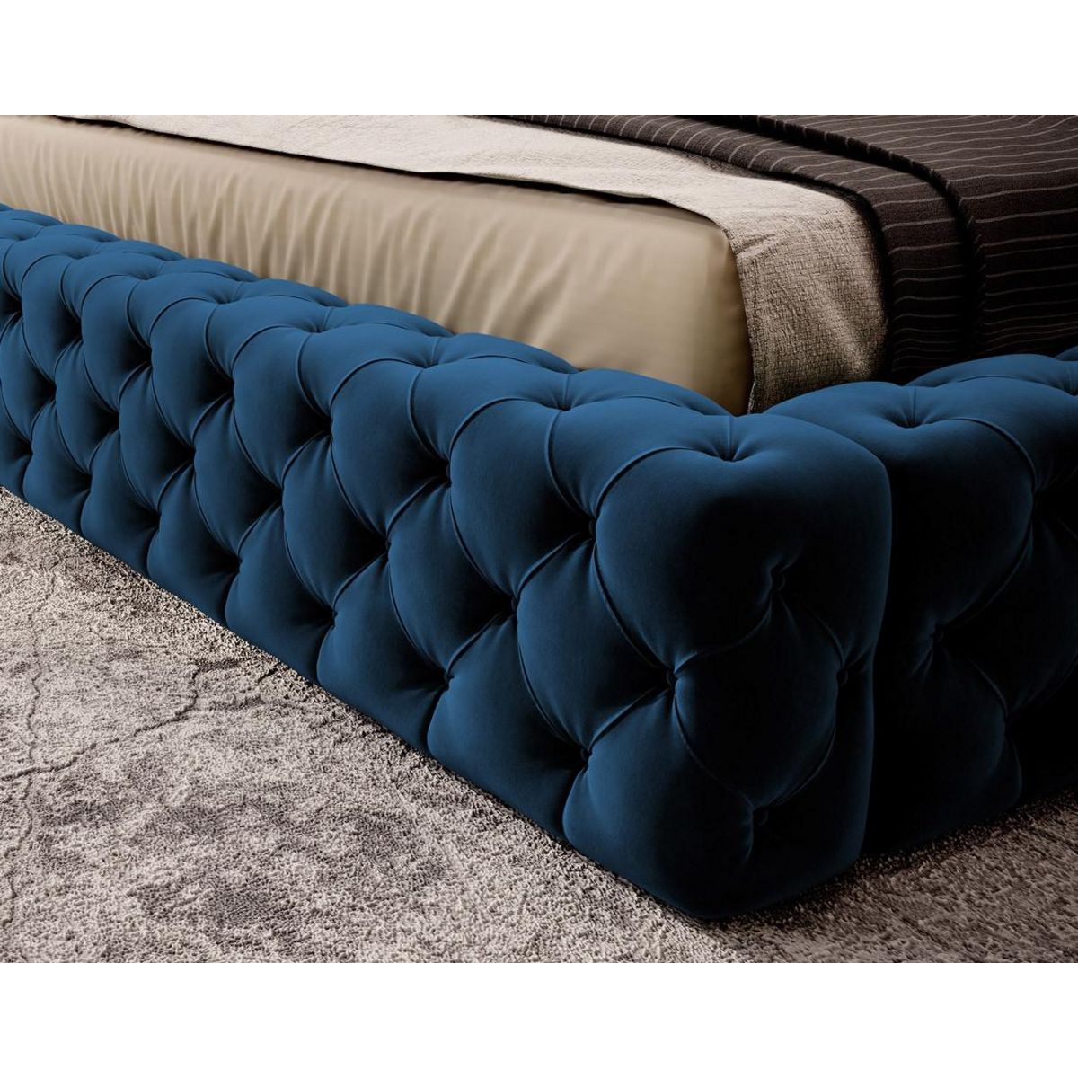 BEST MOBILIER Christiana - lit coffre - 160x200 - sommier inclus - en velours