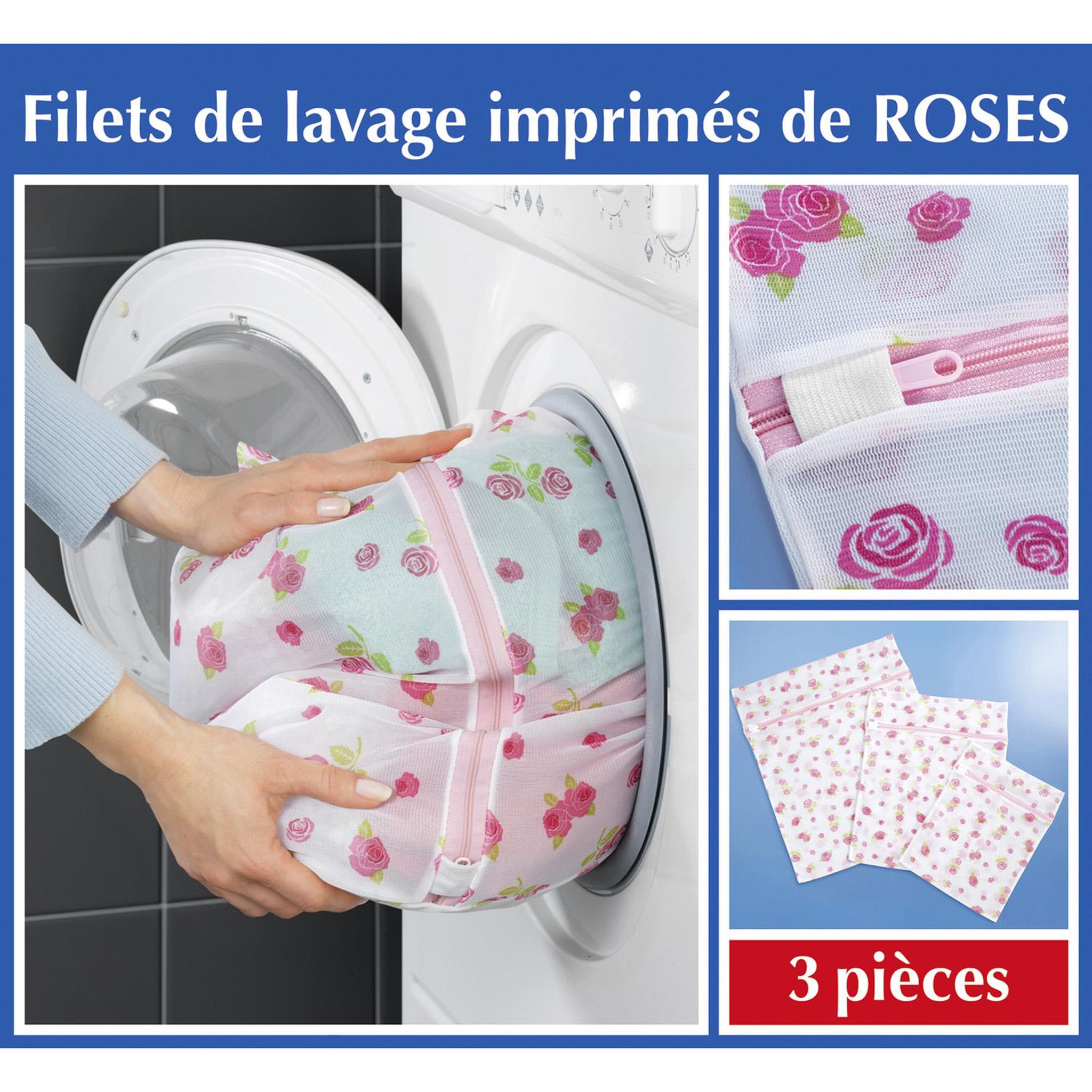 Voir la diapositive 2 : Wenko 3 filets de lavage roses