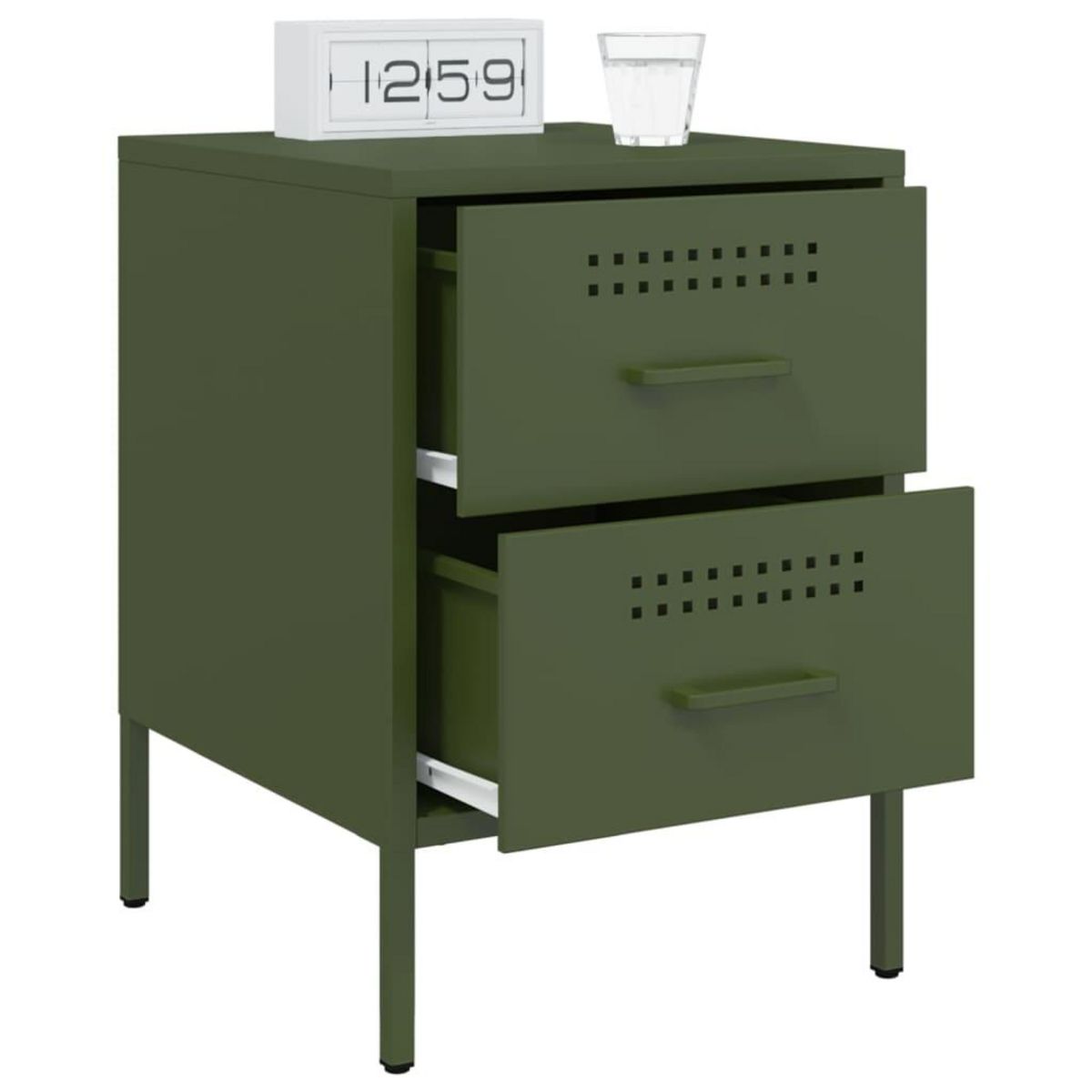 VIDAXL Tables de chevet 2 pcs vert olive 36x39x50,5 cm acier