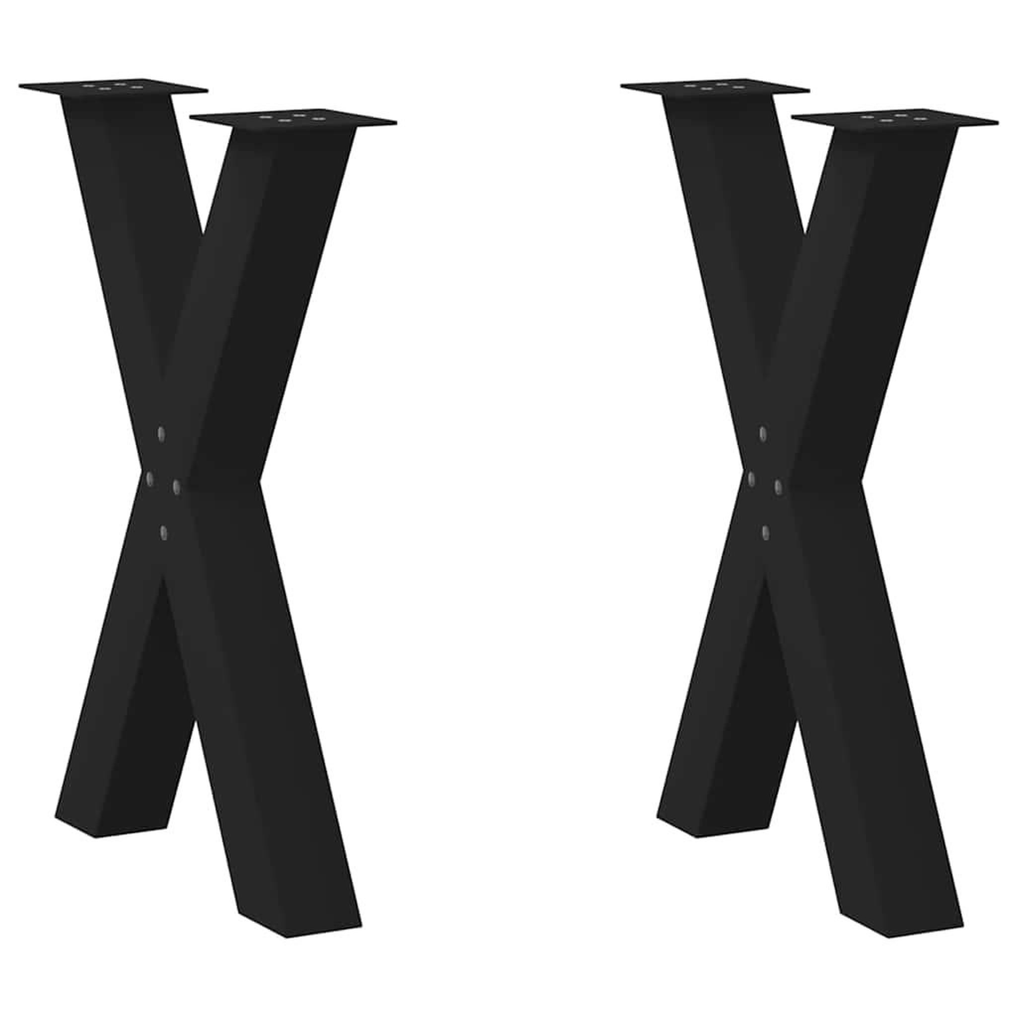 VIDAXL Pieds de table a manger forme de X 2 pcs noir 50x(72-73) cm