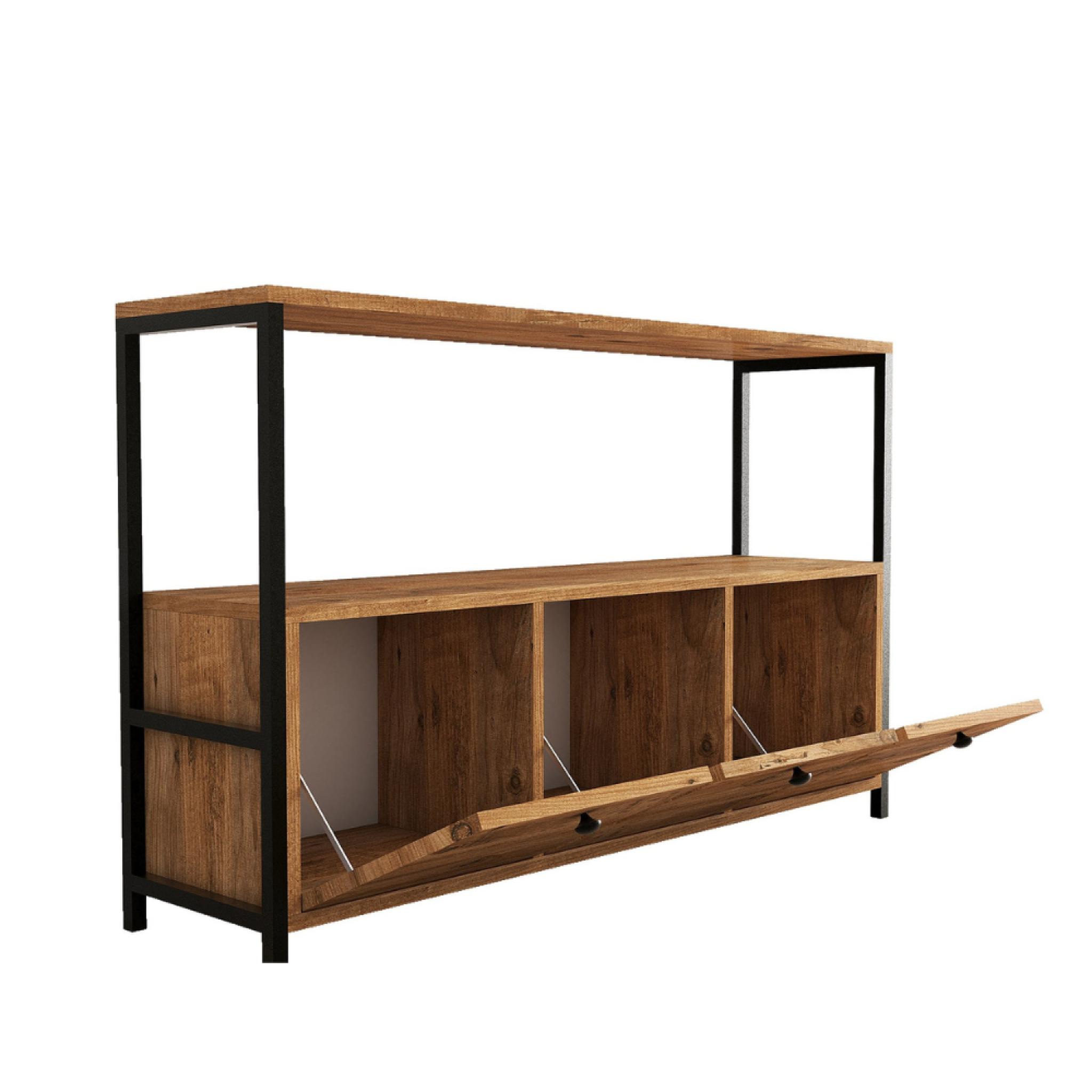 Voir la diapositive 5 : CONCEPT USINE Buffet 3 portes style industriel bois-noir dragor