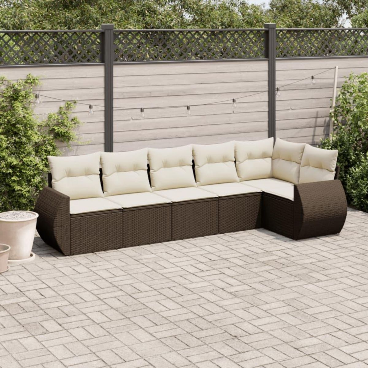 VIDAXL Salon de jardin avec coussins 6 pcs marron resine tressee