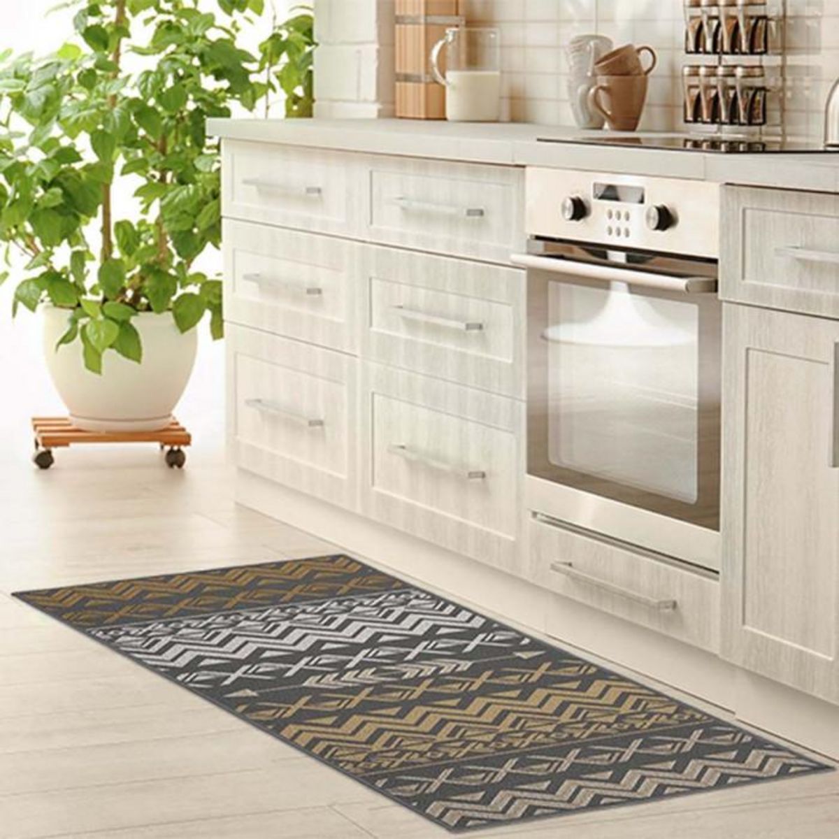 Paris Prix Tapis Déco Rectangle  Zaparos  50x80cm Or & Gris