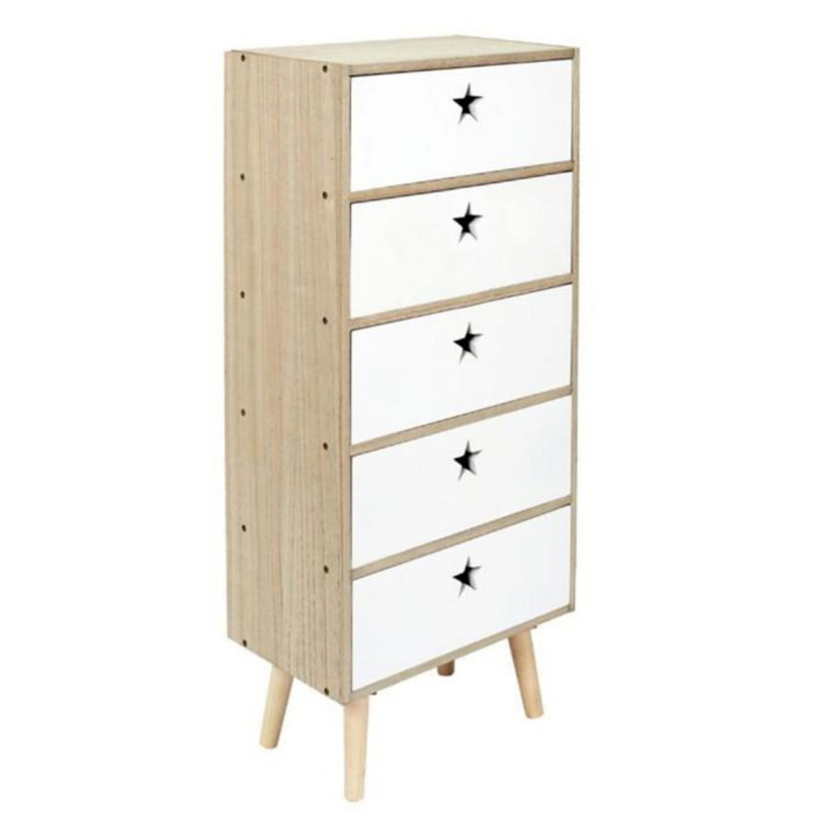Paris Prix Chiffonnier Enfant  Star  91cm Blanc & Beige