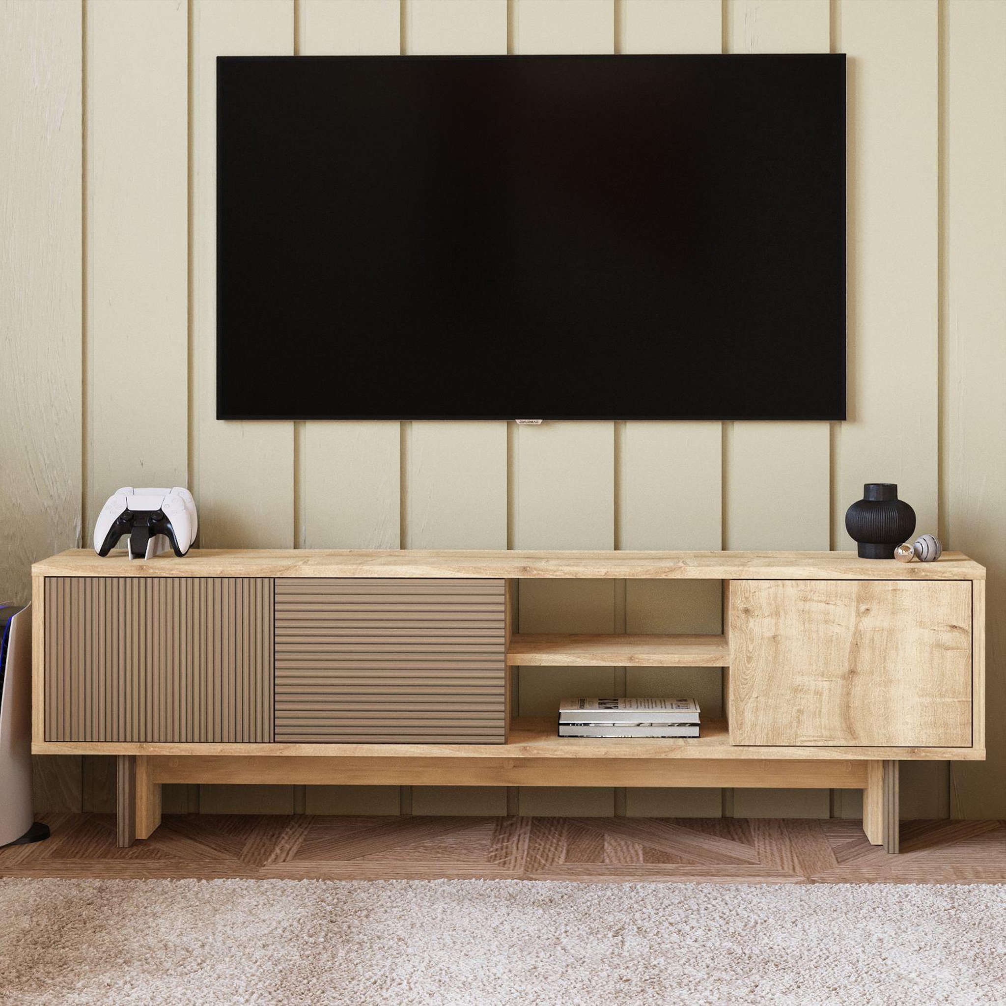 Voir la diapositive 2 : Habitat et Jardin Meuble tv en bois  ravello  - 150 x 30 x 45 cm - beige