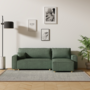 Voir la diapositive 2 : CONCEPT USINE Canapé convertible d'angle en velours côtelé vert COSY