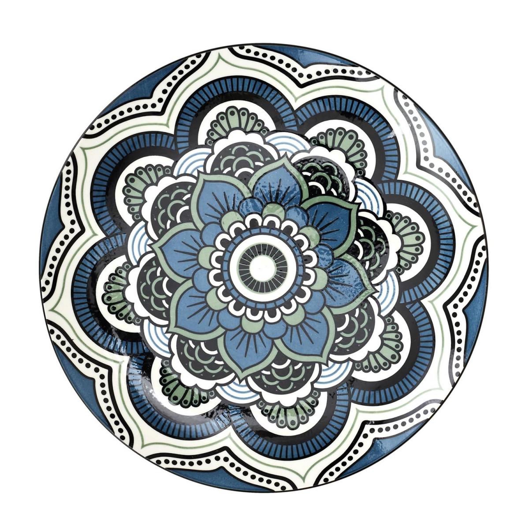 The Home Deco Factory Lot de 6 assiettes plates  mandala  26cm bleu