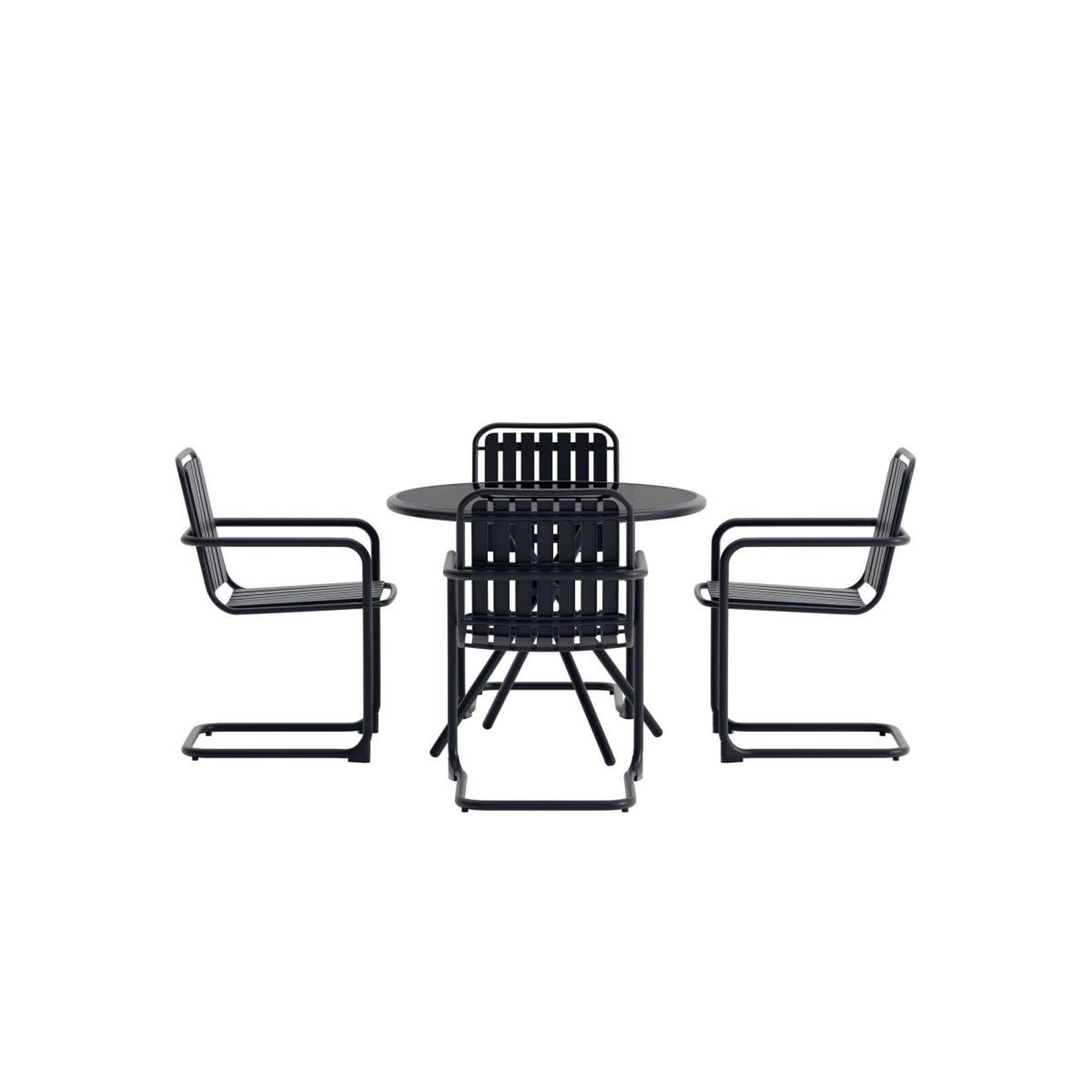 Voir la diapositive 2 : Paris Prix Ensemble table de jardin & 4 chaises  chios  90cm noir