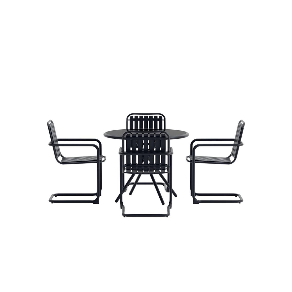 Paris Prix Ensemble Table de Jardin & 4 Chaises  Chios  90cm Noir
