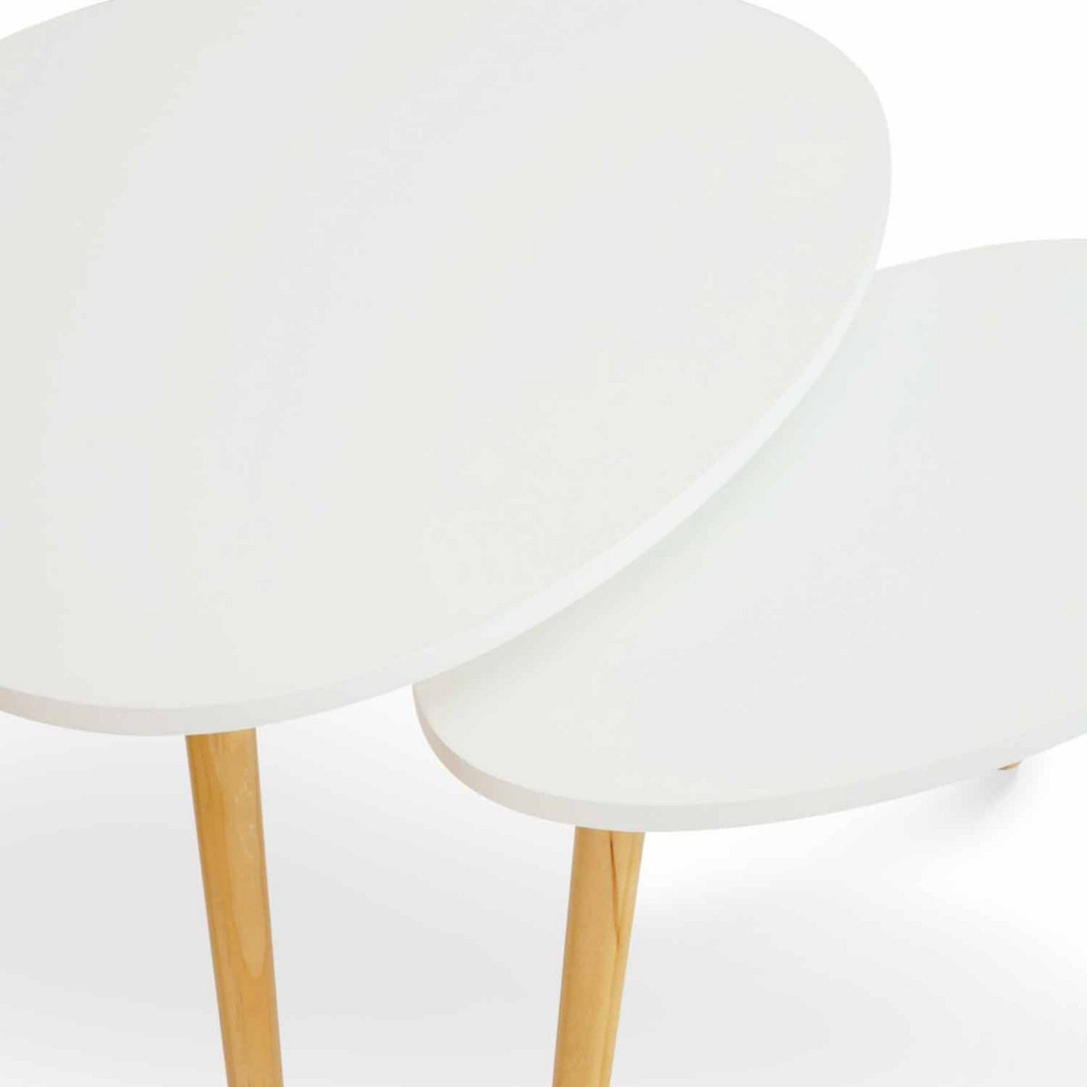 ID MARKET Lot de 2 tables basses gigognes GAIA laquées blanc scandinave