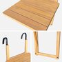 SWEEEK Table d'appoint en bois pour balcon. carrée. rabattable. hauteur ajustable