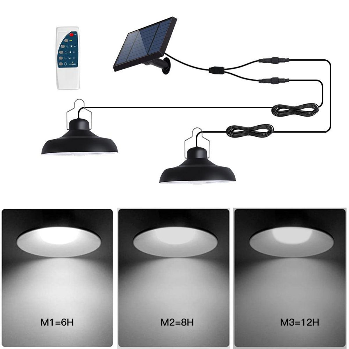 Lumisky Double suspensions solaires WAREN Noir Metal D18cm