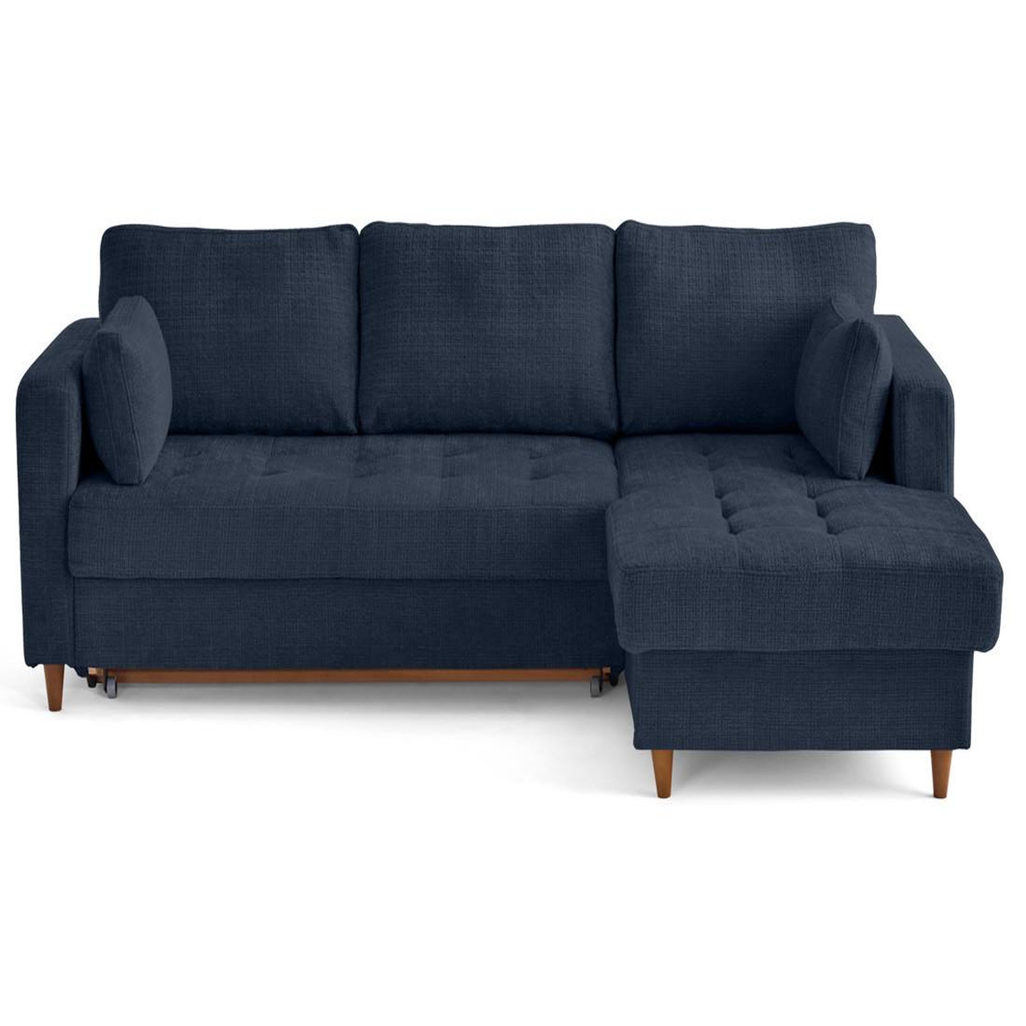 Voir la diapositive 1 : LISA DESIGN Anna - canapé d'angle droit 4 places convertible avec coffre en velours texturé