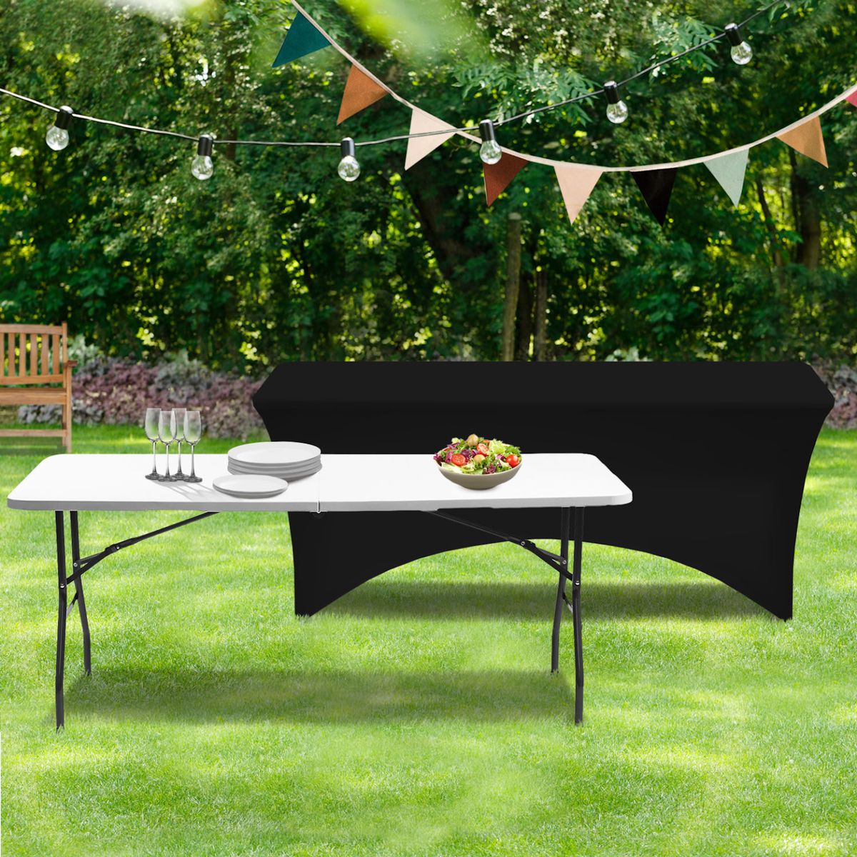 ID MARKET Housse noire pour table pliante 180 CM