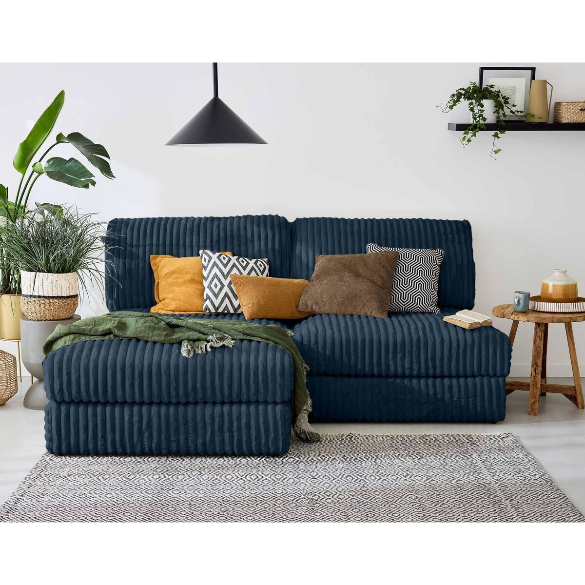 LISA DESIGN Jasper - canapé d'angle modulable 3 places - en fausse fourrure côtelée