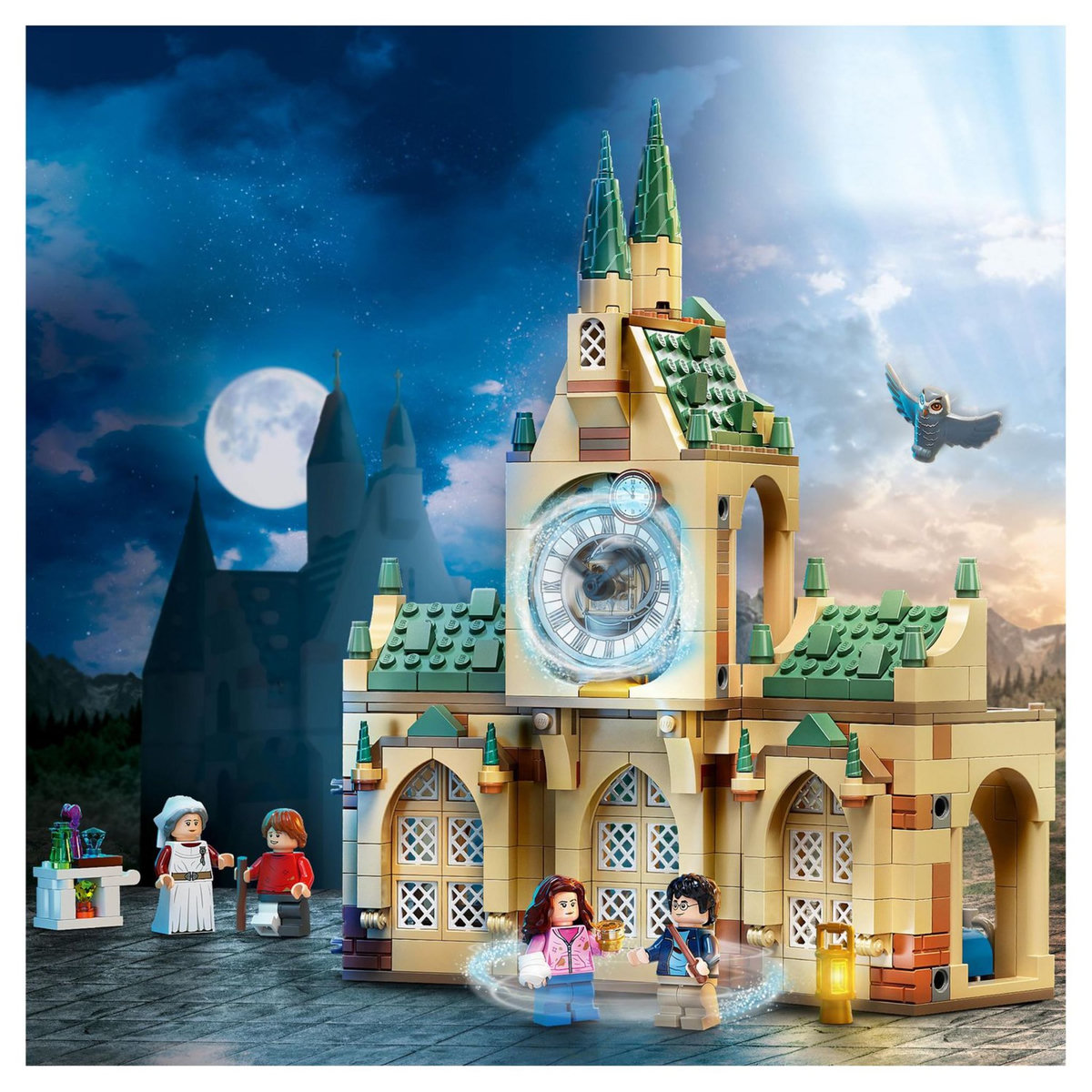 LEGO Harry Potter 76398 L&rsquo;Infirmerie de Poudlard, Château et Tour de l'Horloge, Jouet à Construire Prisonnier d'Azkaban, Avec Minifigure Ron Weasley