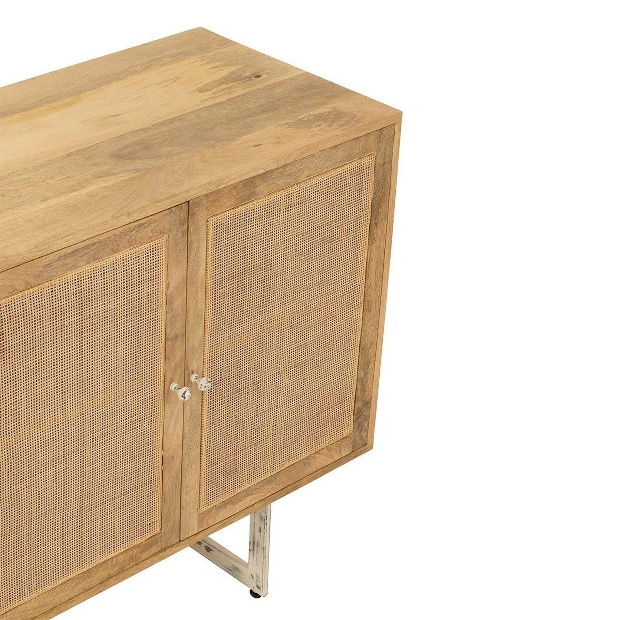 Voir la diapositive 6 : J-LINE Buffet en Bois 4 Portes  Weaving  170cm Naturel