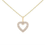 L'ATELIER D'AZUR Collier - Pendentif Or Jaune Coeur Serti de Zirconiums - Chaine Dorée Offerte