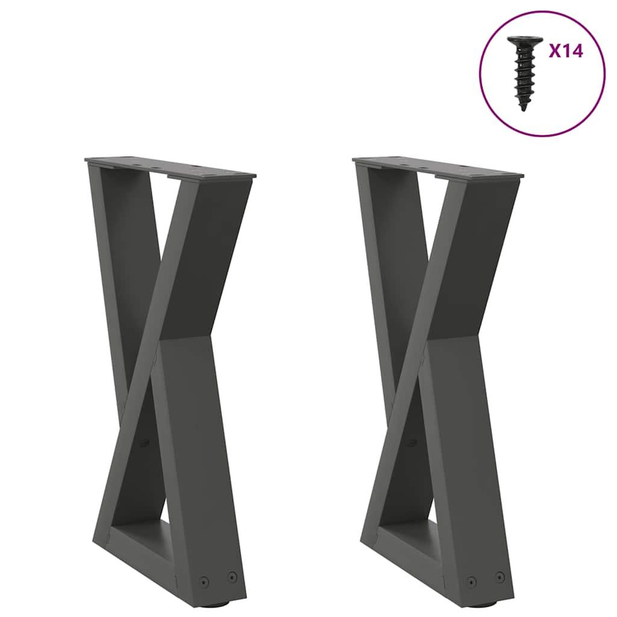 VIDAXL Pieds de table basse 2 pcs anthracite 28x(42-43,3) cm