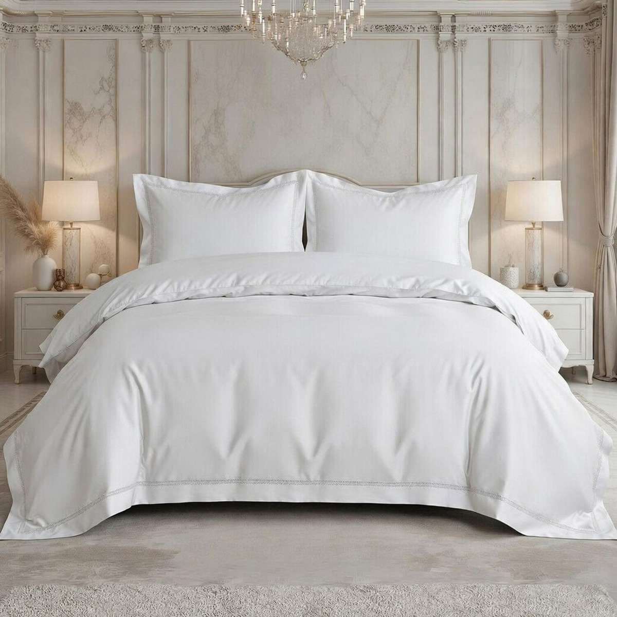 Home collection Parure housse de couette en coton 120 fils brodé