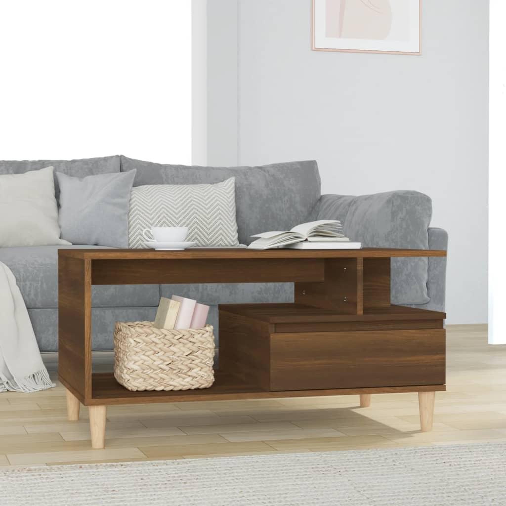 Voir la diapositive 1 : VIDAXL Table basse Chene marron 90x49x45 cm Bois d'ingenierie