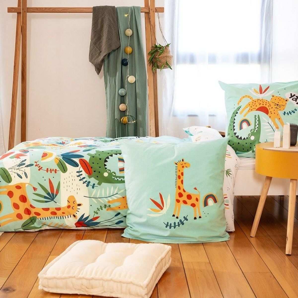 COTE DECO Housse de couette 140x200 Poumba + taie coton adouci 57 fils