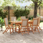 VIDAXL Ensemble a Manger de jardin 7pcs bois d'acacia solide textilene