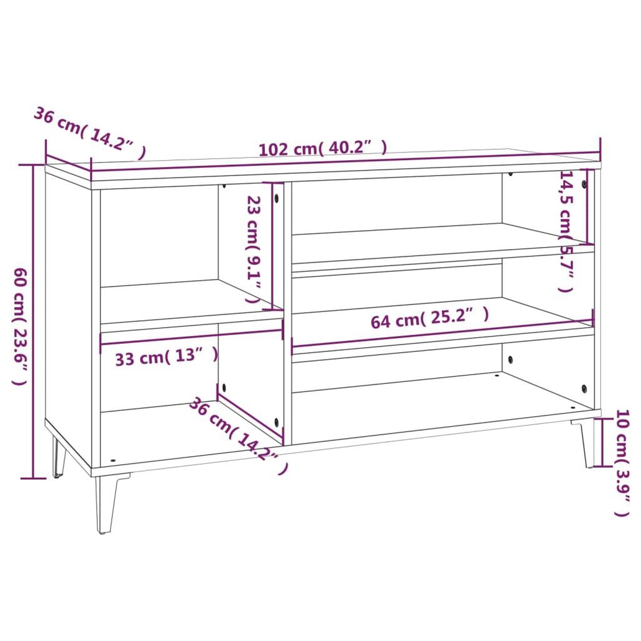 Voir la diapositive 6 : VIDAXL Armoire a chaussures Chene marron 102x36x60cm Bois d'ingenierie