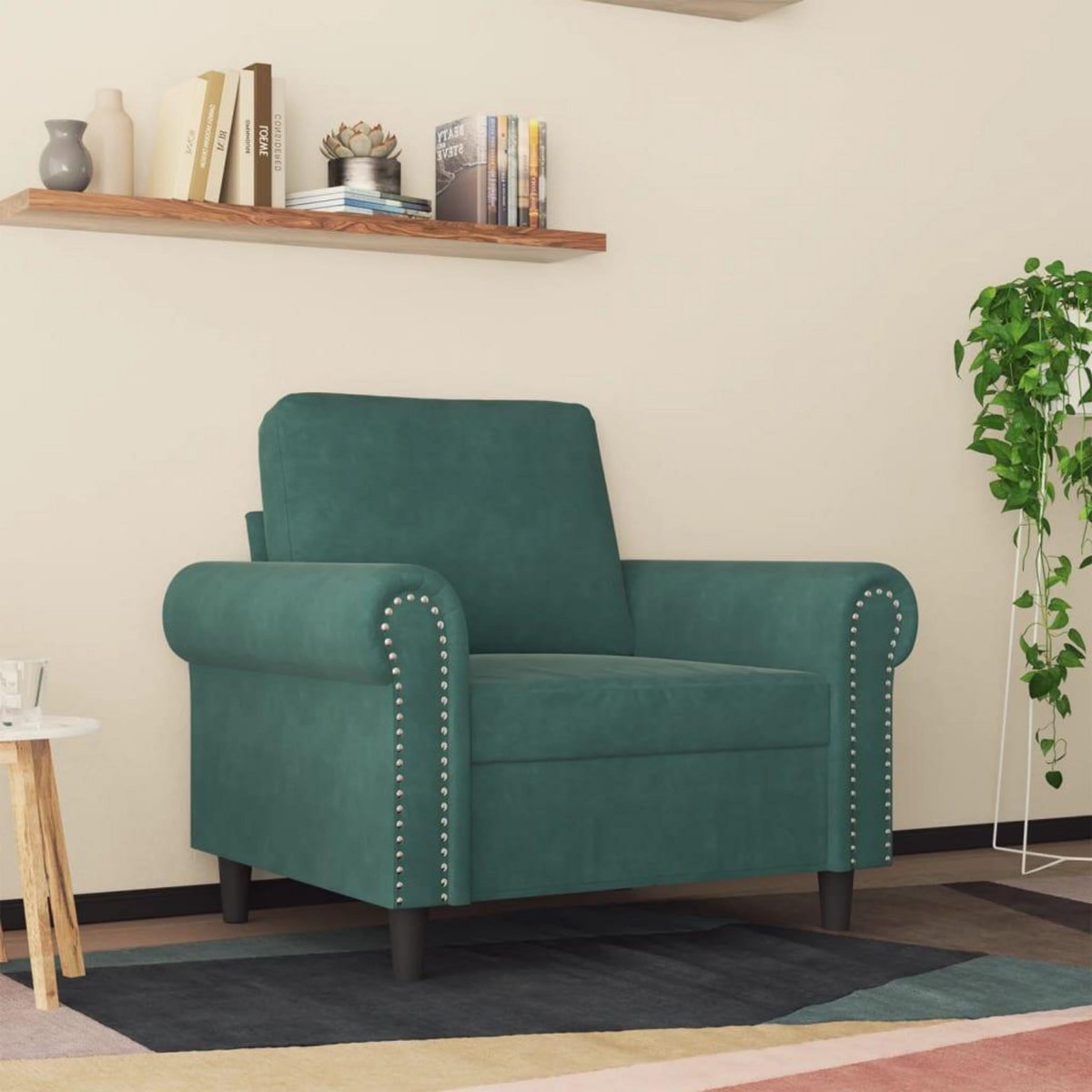 VIDAXL Fauteuil Vert fonce 60 cm Velours
