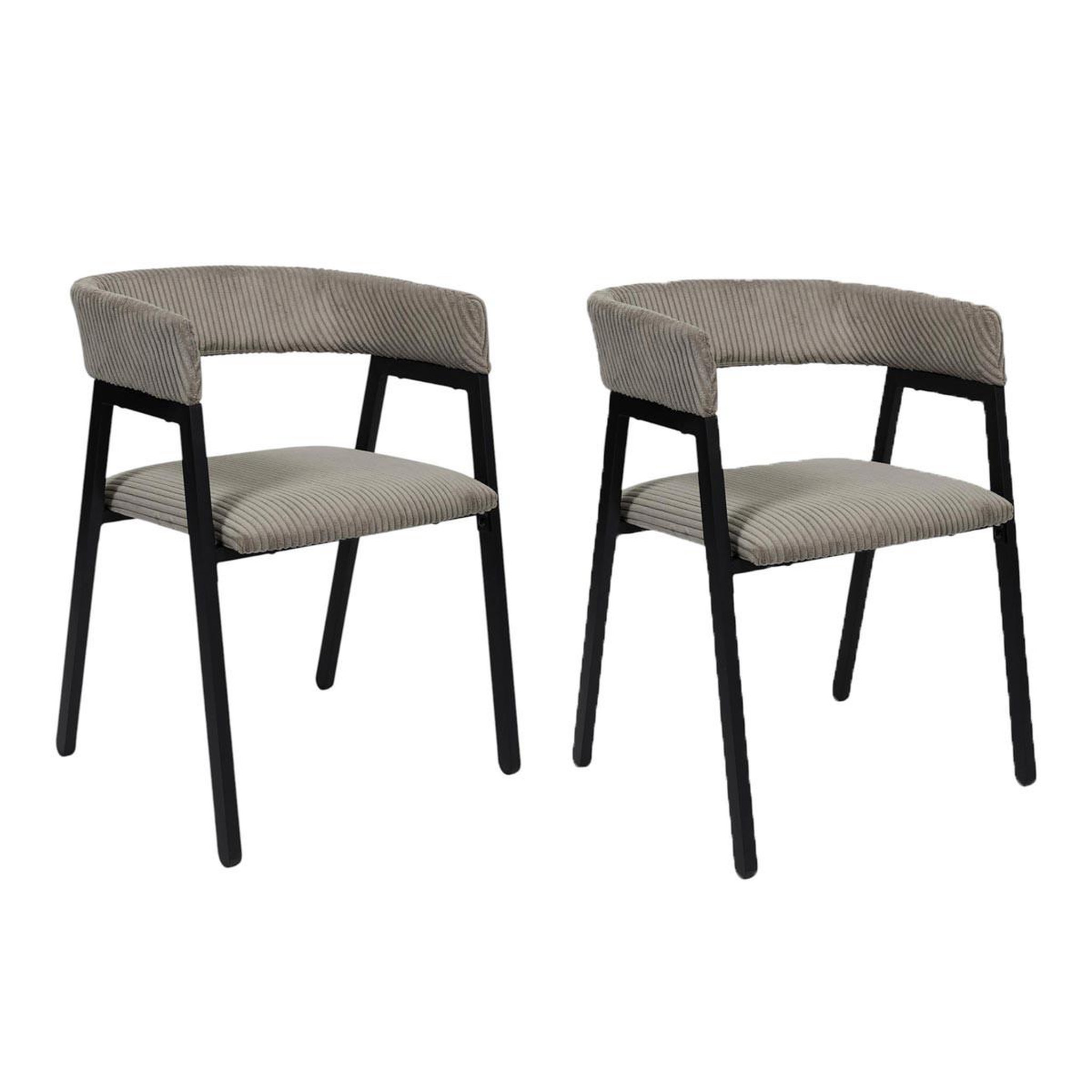 The Home Deco Factory Lot de 2 chaises design côtelé  scott  71cm taupe