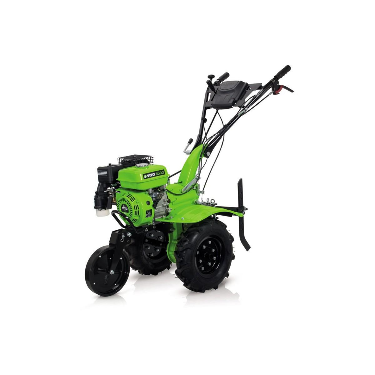 VITO Motoculteur à essence 5200 W 213 cm³ 7CV 4T + Fraise + Remorque 242 x 100 x 127 cm VITO