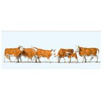 preiser 1/87 ème modélisme ho : figurines : set de 6 vaches marrons et blanches