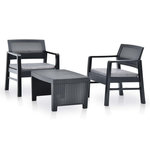 VIDAXL Salon de jardin 3 pcs Plastique Anthracite
