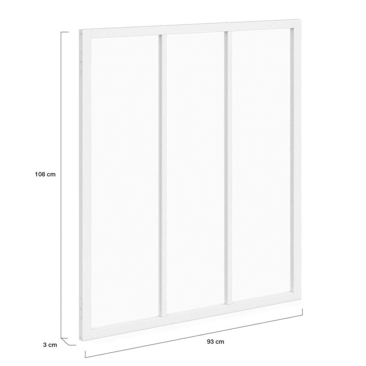 ID MARKET Verrière atelier 3 vitrages L. 93 x H. 108 cm en métal blanc et verre trempé