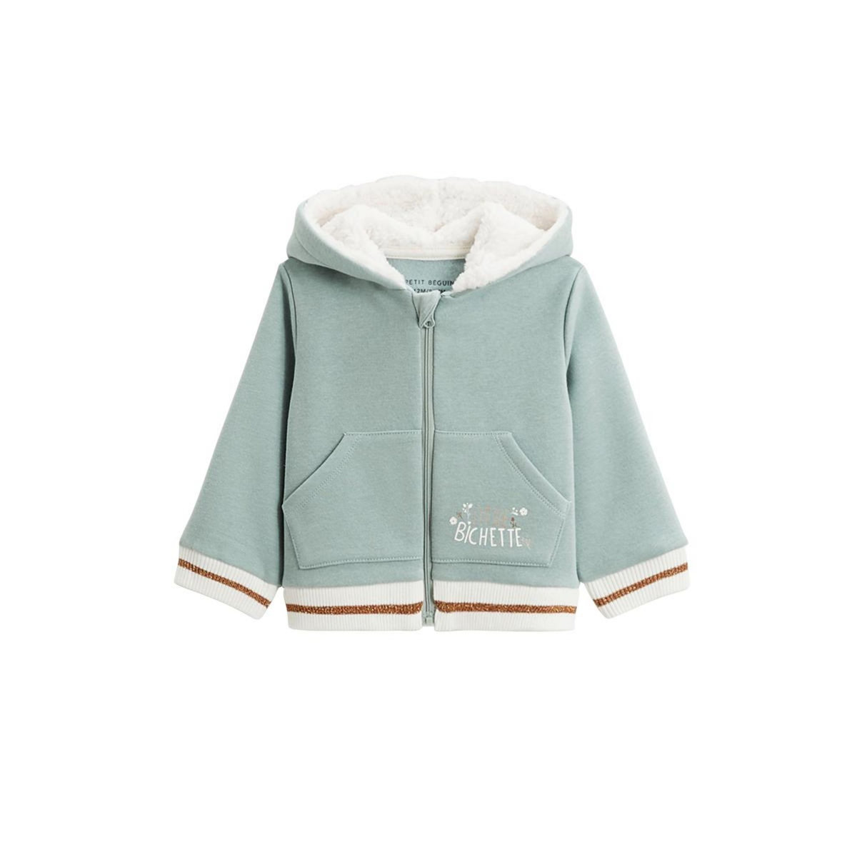Petit Béguin Sweat à capuche zippé bébé en molleton Alma
