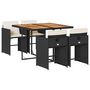 Voir la diapositive 2 : VIDAXL Ensemble a manger de jardin coussins 5pcs Noir Resine tressee
