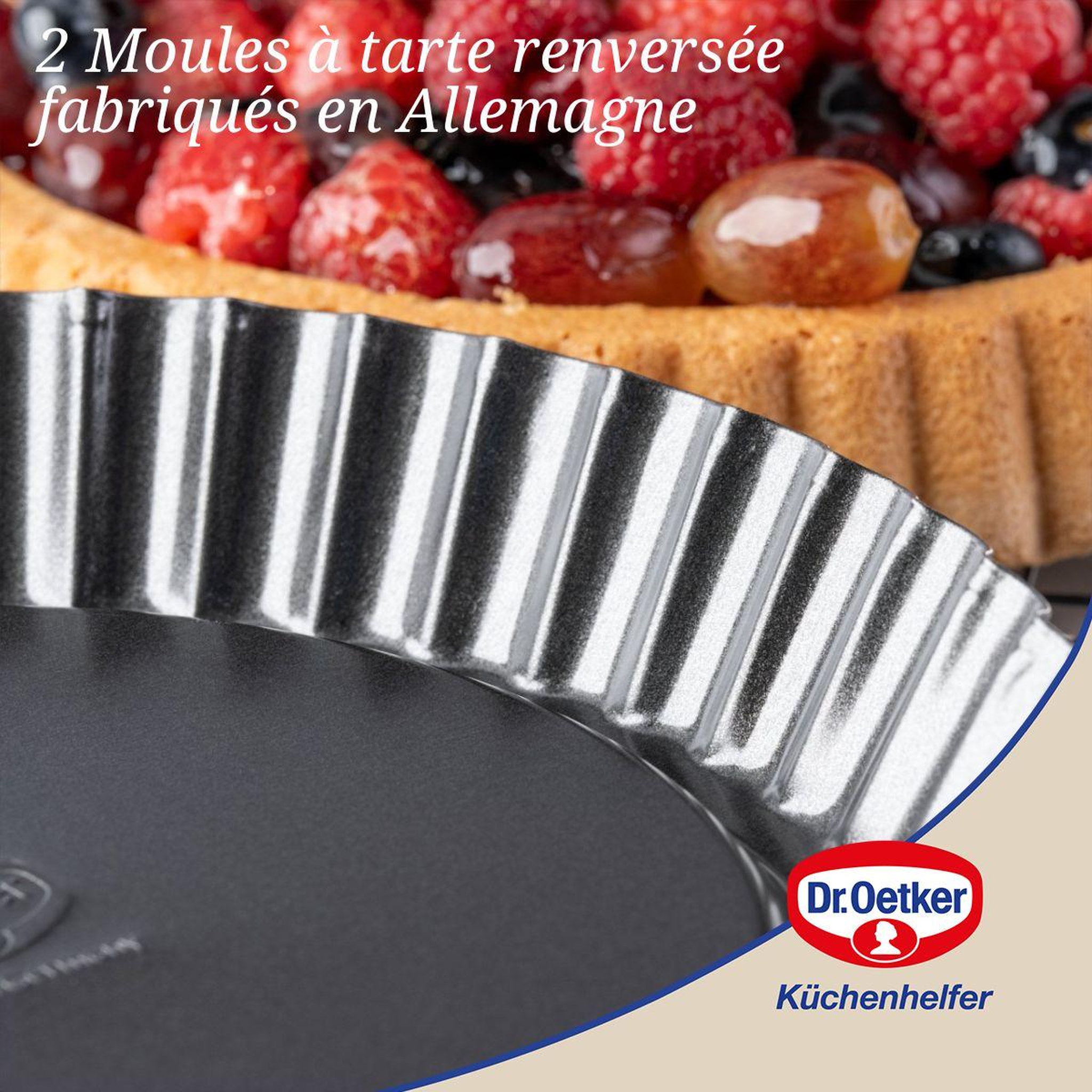 Voir la diapositive 2 : DR.OETKER Set de 2 moules à tarte renversée 22 cm et 28 cm dr oetker tradition