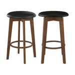 Rendez vous déco Lot de 2 tabourets pour îlot central 66 cm en cuir synthétique noir-Vahina