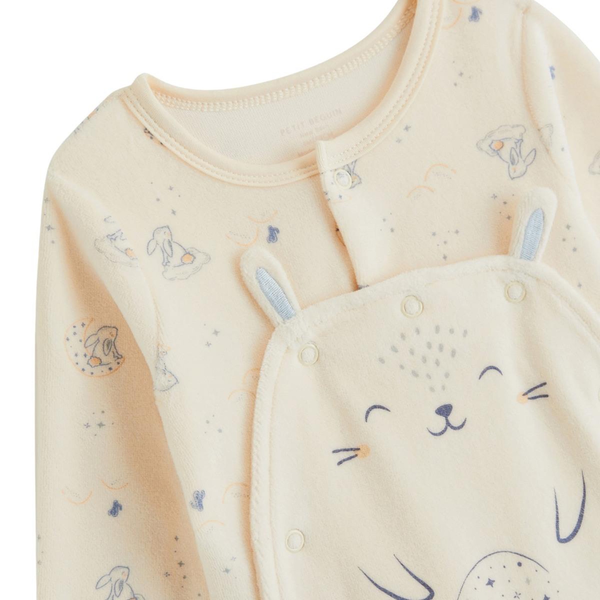 Voir la diapositive 3 : PETIT BEGUIN Pyjama bébé en velours ouverture pont Voix Lactée