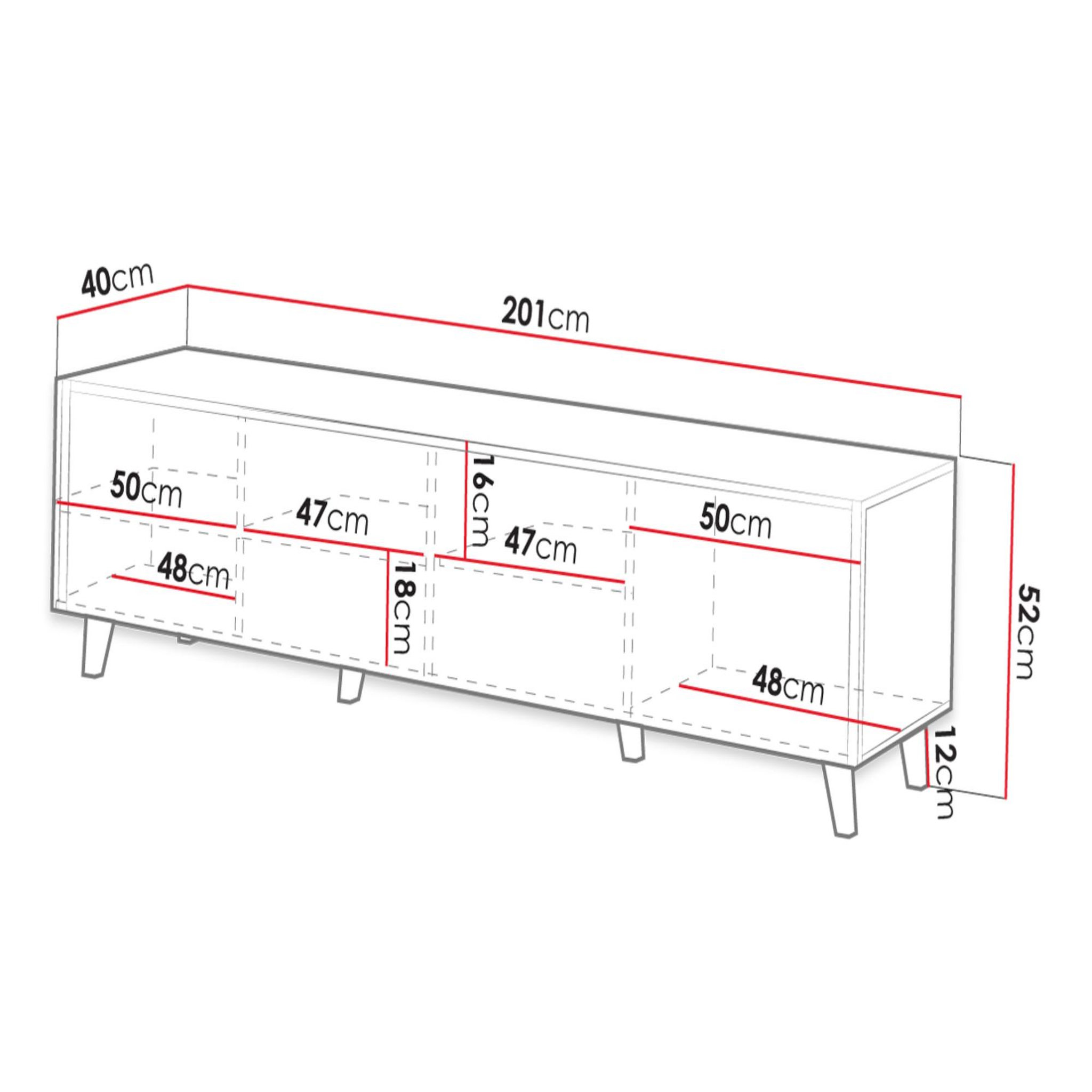 Voir la diapositive 6 : BEST MOBILIER Come - meuble tv - effet bois - 4 portes - 200 cm
