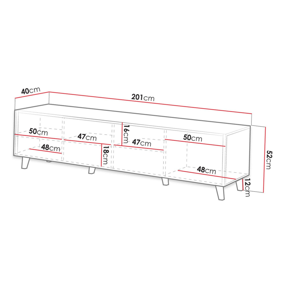 BEST MOBILIER Come - meuble tv - effet bois - 4 portes - 200 cm