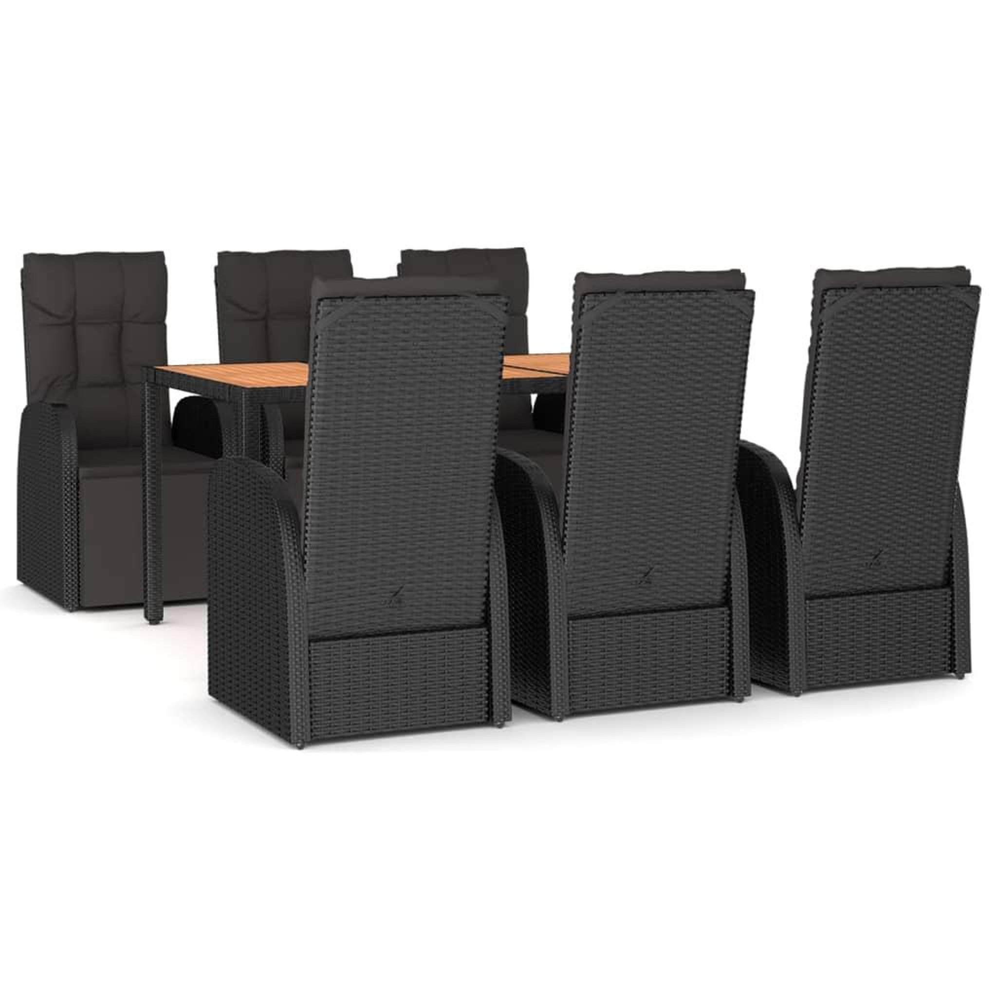 VIDAXL Ensemble a manger de jardin 7 pcs noir poly rotin et acacia