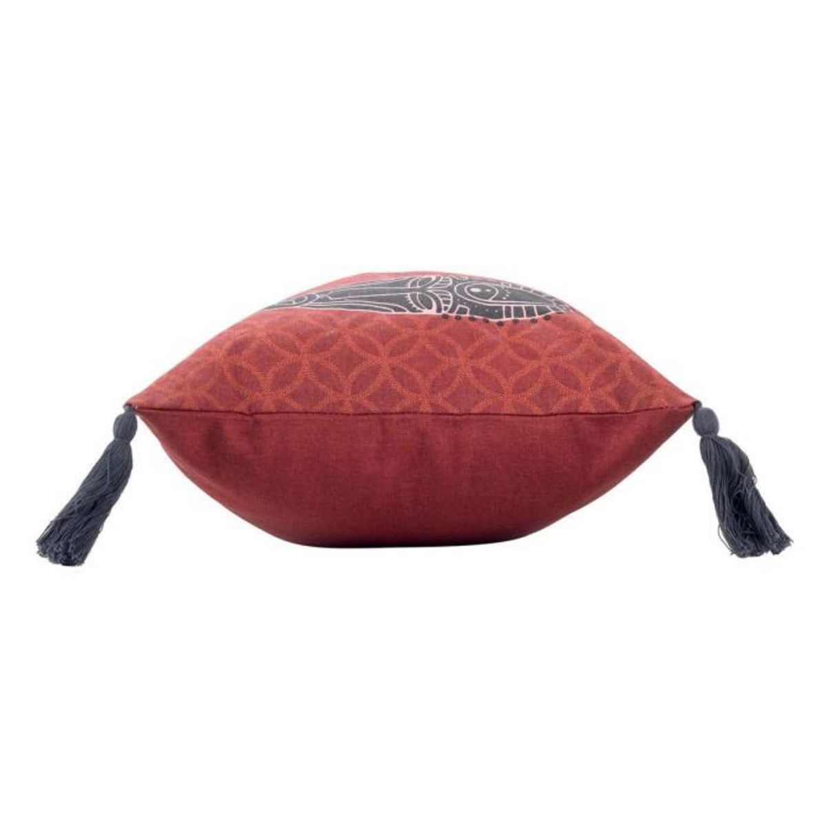 Paris Prix Coussin à Pompons  Tribaline  30x50cm Rouge