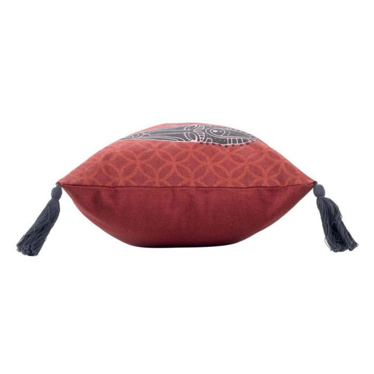 Paris Prix Coussin à Pompons  Tribaline  30x50cm Rouge
