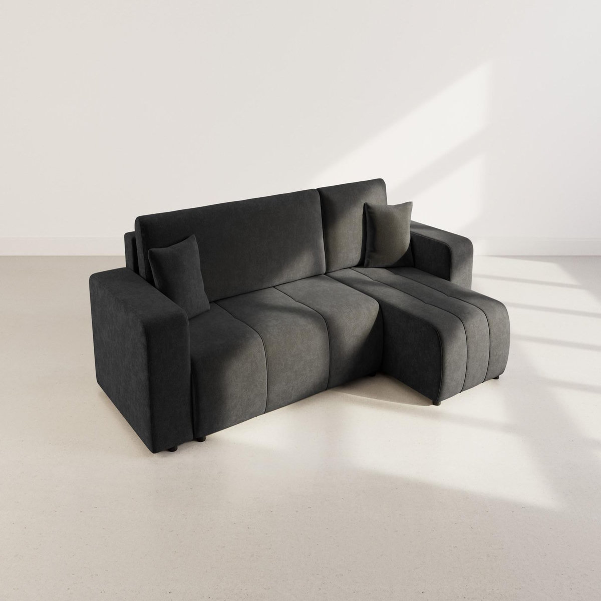 BEST MOBILIER Nicole - canapé d'angle réversible 4 places convertible avec coffre en tissu