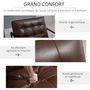 Voir la diapositive 6 : HOMCOM Fauteuil lounge Chesterfield assise dossier capitonnés structure métal noir revêtement synthétique chocolat