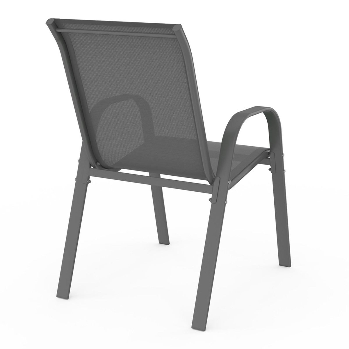ID MARKET Lot de 6 chaises de jardin LYMA métal et textilène empilables gris, noir et bleu